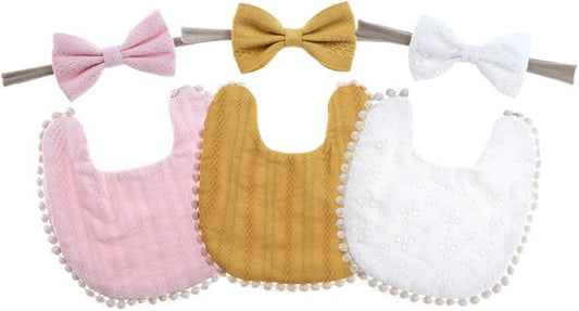 Baby Girls Floral Print Bibs, Reversible Burp Cloth Set for Newborn Infant Toddlers