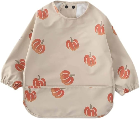 GZMM Waterproof Baby Bibs,Infant Toddler Long Sleeve Feeding Bib With Food Catcher,Easy Clean & Washable