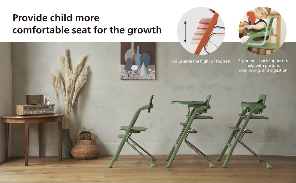 Unilove Grow with Me 2-in-1 Baby High Chair – Adjustable Toddler Chair with Baby Set, Removable Harness, One-Hand Seat & Footrest Adjustment, for Ages 6-60 Months - Truffle Black