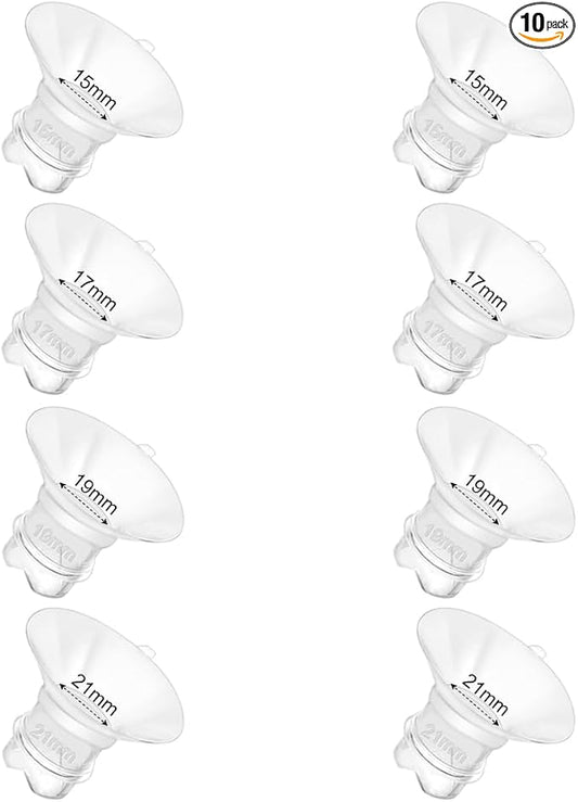 Update Flange Insert 15/17/19/21mm 8pcs for 24mm Flange/Shield of Most Pumps, Silicone Flanges Insert for Momcozy/Medela/Spectra/Eufy/Lansinoh/TSRETE/Elvie/NCVI/Paruu, Breastfeeding Essentials Kit
