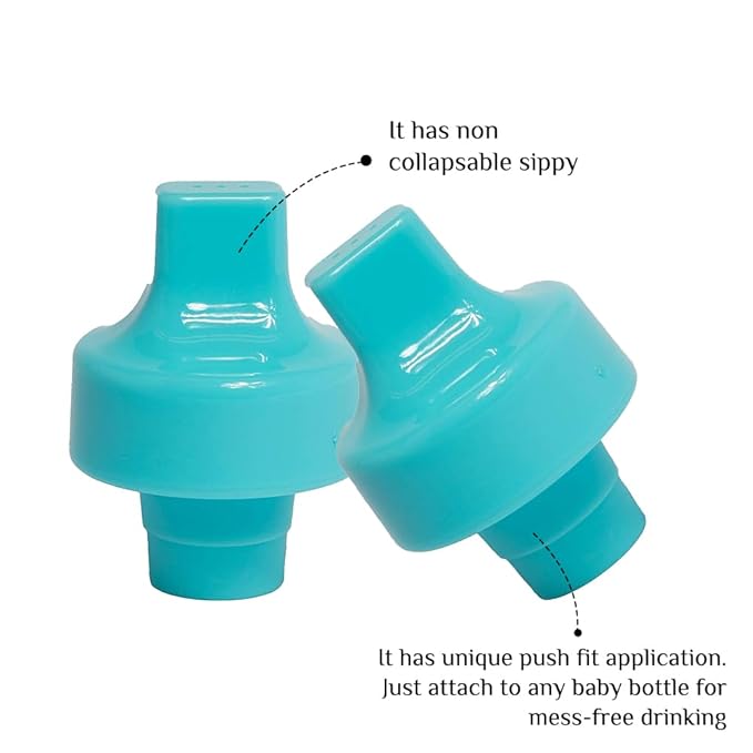Refresh-a-Baby Reusable Bottle Top Spout Adapter – Reusable, Easily Convert Any Bottle into a Spill-Proof Sippy – Perfect for Travel & Everyday Use, BPA-Free, Dishwasher Safe - Pack of 2 (Baby Blue)