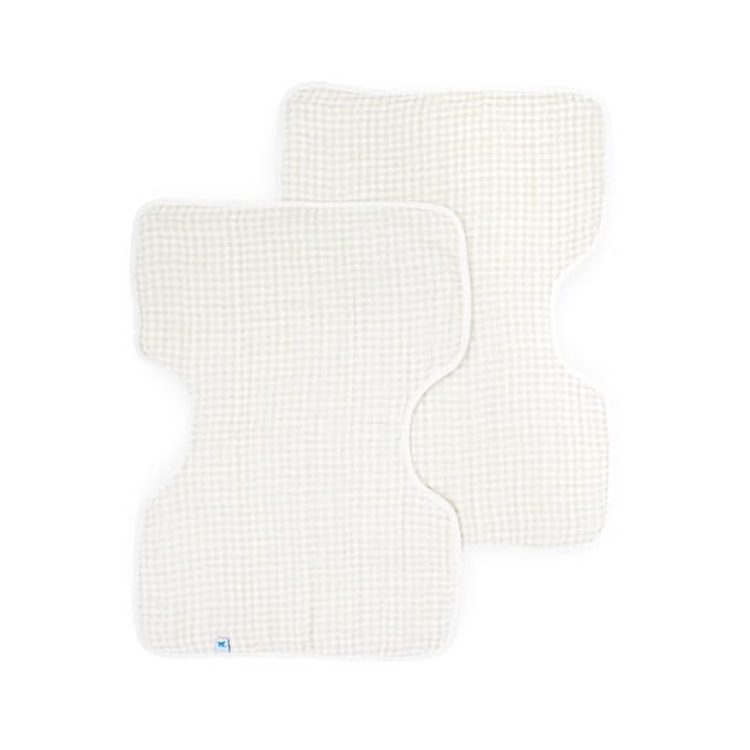Little Unicorn Ultra-Absorbent Premium Burp Cloth 2 Pack | Soft on Baby's Skin | Larger Size | Ergonomic Design | Set of 2 (Tan Gingham)