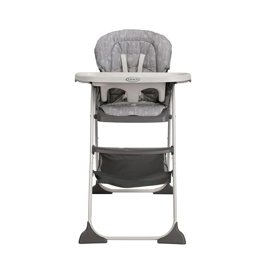 Graco Slim Snacker High Chair, Ultra Slim, Fast-Folding, Multiple Recline Positions, Comfortable Feeding, Whisk