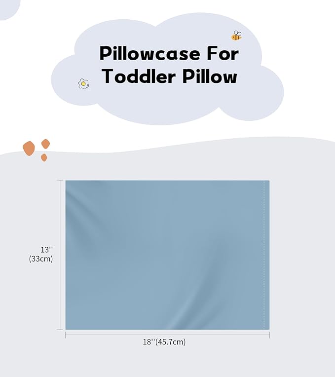 Deep Dream Toddler Pillowcases for 13x18 Pillow 2 Pack, 100% Cotton Travel Pillow Case Cover, 600 Thread Count Cotton Pillow Covers, Soft & Breathable Small Pillow Cases Envelope Closure, Flint Blue