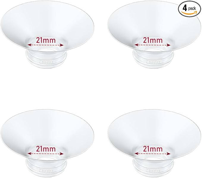 Flange Insert 4PCS 21mm Compatible with Momcozy M9/M6/M5/S12 Pro/V1 Pro/V2 pro, Spectra/Medela/Elvie/NCVI/TSRETE/eufy/Lansinoh/Paruu/MomMed Breast Pump 24mm Shields/Flanges (4pcs-21mm)