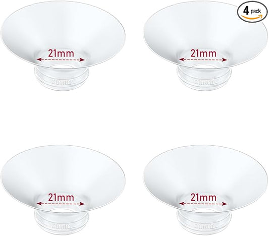 Flange Insert 4PCS 21mm Compatible with Momcozy M9/M6/M5/S12 Pro/V1 Pro/V2 pro, Spectra/Medela/Elvie/NCVI/TSRETE/eufy/Lansinoh/Paruu/MomMed Breast Pump 24mm Shields/Flanges (4pcs-21mm)