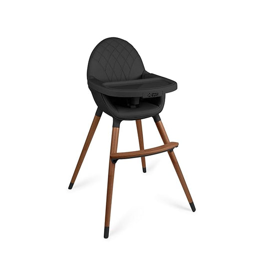 Convertible High Chair for Babies, Toddlers, Kids & Children - Wooden Highchair with Adjustable Height & Dishwasher Safe Tray - Wood Feeding & Dining Chair - Converts to Booster Seat (Black)