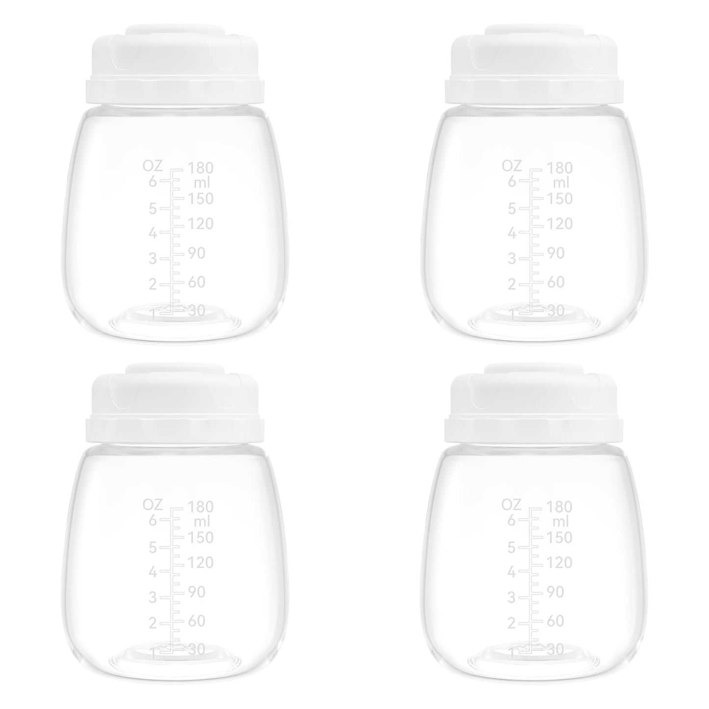 Breast Milk Collection and Storage Bottles, 6oz/180ml, Compatible with Spectra S1 S2 9 Plus, Motif Luna, and Most Wide-Mouth Flanges, Work with Spectra Bottles for Pumping, 4 Pack