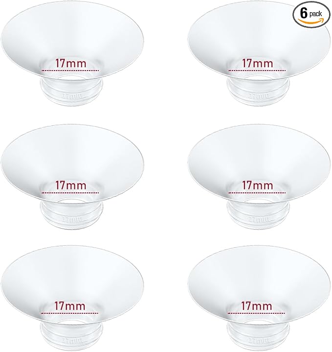 Flange Insert 17mm 6pcs Compatible with Momcozy M5/M9/M6/S12 Pro/V1 Pro/V2 Pro,for Spectra/Medela/MomMed/eufy/Lansinoh/Elvie Breast Pump, Fit for 24mm Flange/Shield of Most Pumps, Breastfeeding Parts