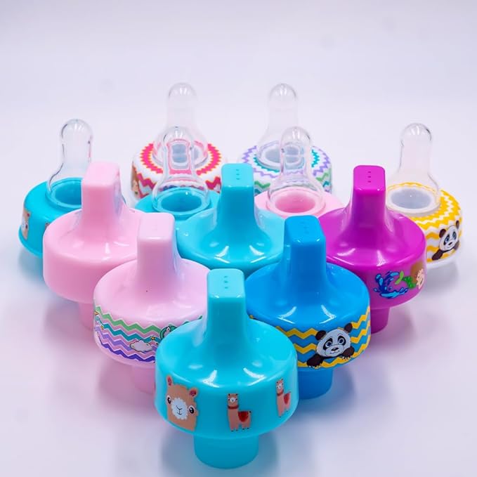 Refresh-a-Baby Bottle Top Spout Adapter – Reusable, Easily Convert Any Bottle into a Spill-Proof Sippy – Perfect for Travel & Everyday Use, BPA-Free, Dishwasher Safe - Pack of 2 (Panda)