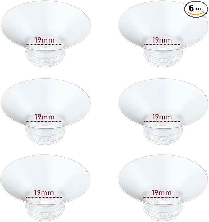 Flange Insert 19mm 6pcs Compatible with Momcozy M5/M9/M6/S12 Pro/V1 Pro/V2 Pro,for Spectra/Medela/MomMed/eufy/Lansinoh/Elvie Breast Pump, Fit for 24mm Flange/Shield of Most Pumps, Breastfeeding Parts