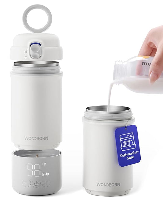 Portable Bottle Warmer for Travel - Instant Heating, Dishwasher Safe, 1°F Precise Temp Control, 30W Fast Charge, Long Battery Life, 17 Oz Capacity, Baby Milk Warmer for Breastmilk & Formula