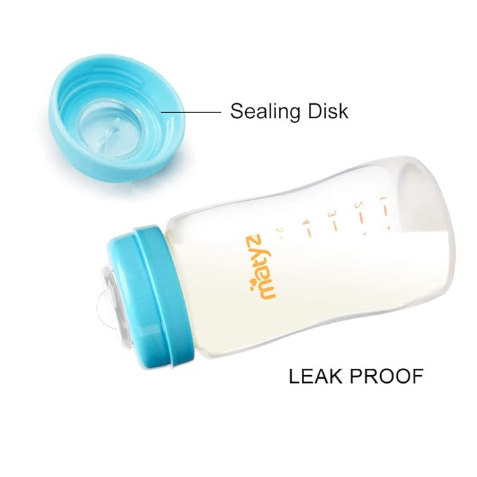 Matyz 6-PACK Breast Milk Storage Bottles (8 Ounce, 3 Colors) - Wide Neck Breastmilk Collection and Storage Bottle - Formula Storage Bottles Compatible With Medela Avent Spectra Pumps