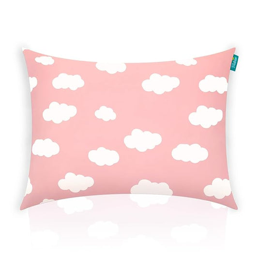 Toddler Pillow for Sleeping, Kid Pillow 14" x 19" for Travel Bed, Soft & Skin-Friendly Travel Pillows for Sleeping, Toddler Use Only, Age 2 to 5, 2 Pack (Pink Cloud)