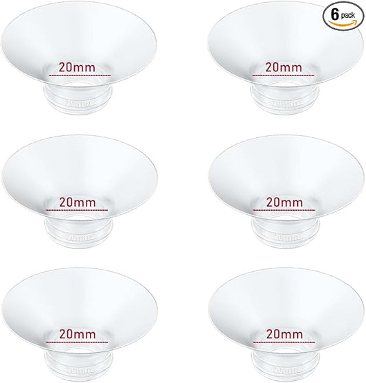Flange Insert 20mm 6pcs Compatible with Momcozy M5/M9/M6/S12 Pro/V1 Pro/V2 Pro,for Spectra/Medela/MomMed/eufy/Lansinoh/Elvie Breast Pump, Fit for 24mm Flange/Shield of Most Pumps (6PC-20mm)