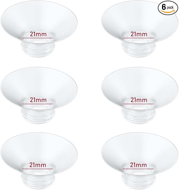 Flange Insert 21mm 6pcs Compatible with Momcozy M5/M9/M6/S12 Pro/V1 Pro/V2 Pro,for Spectra/Medela/MomMed/eufy/Lansinoh/Elvie Breast Pump, Fit for 24mm Flange/Shield of Most Pumps, Breastfeeding Parts