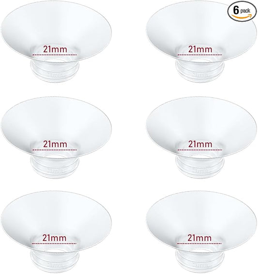 Flange Insert 21mm 6pcs Compatible with Momcozy M5/M9/M6/S12 Pro/V1 Pro/V2 Pro,for Spectra/Medela/MomMed/eufy/Lansinoh/Elvie Breast Pump, Fit for 24mm Flange/Shield of Most Pumps, Breastfeeding Parts