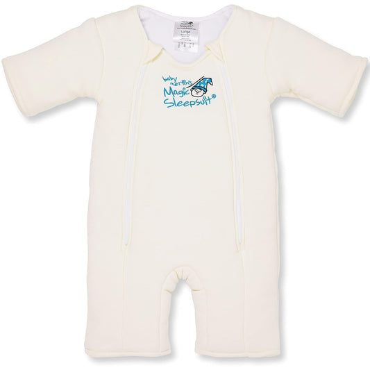 Magic Sleepsuit Baby Merlin's Cotton Baby Swaddle Transition Product - Soft and Cozy Design, Double Zipper for Easy Diaper Changes, Promotes Safe Sleep, 3-6 Months - Cream - Large 18-21lbs