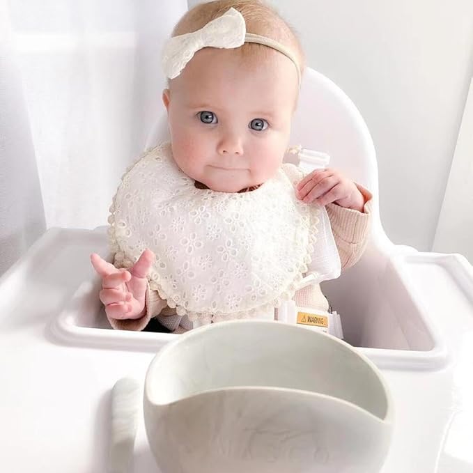 Baby Girls Floral Print Bibs, Reversible Burp Cloth Set for Newborn Infant Toddlers