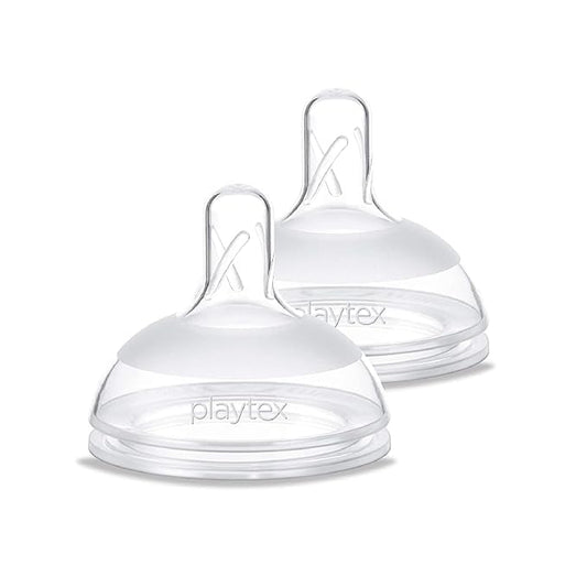 Playtex Baby NATURALATCH Comfort Wide Neck Nipples for Babies 0+ Months, Slow Flow (2 Count), Feeding Essentials for Newborn and Breastfeeding Babies