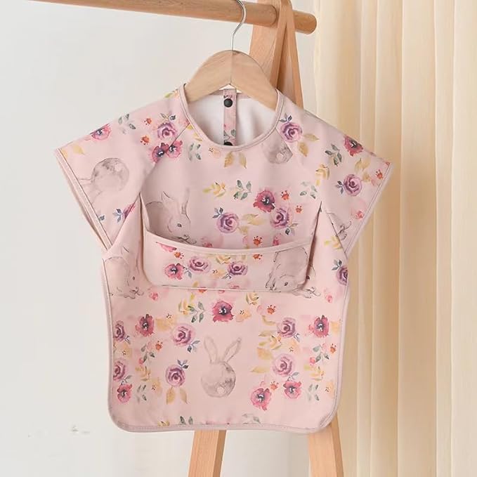 GZMM Waterproof Baby Bibs,Infant Toddler Extra Cover Feeding Bib With Food Catcher,Easy Clean & Washable