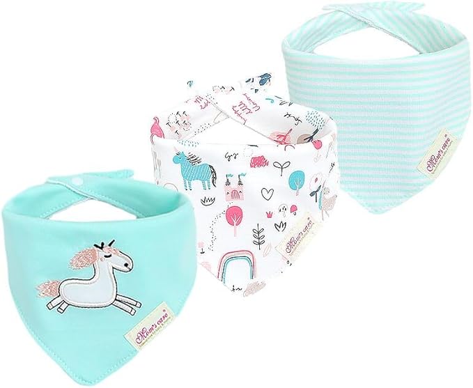 JN&LULU 3 Pack Newborn Baby Bibs Bandana Drool Bibs for Drooling Cotton Baby Gifts