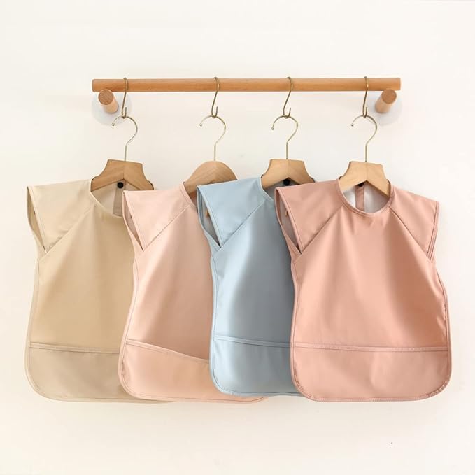 GZMM Waterproof Baby Bibs,Infant Toddler Extra Cover Feeding Bib With Food Catcher,Easy Clean & Washable