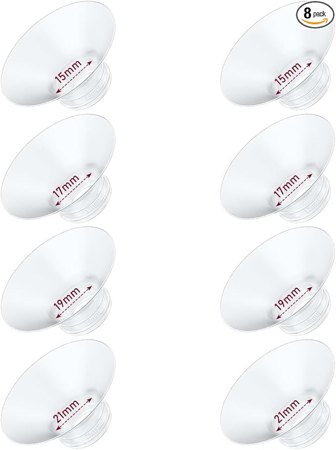Flange Insert 8PCS 15/17/19/21mm*2Pcs Compatible with Momcozy M9/M6/M5/S12 Pro/V1 Pro/V2 pro, Spectra/Medela/Elvie/NCVI/TSRETE/eufy/Lansinoh/Paruu/MomMed Breast Pump 24mm Shields/Flanges