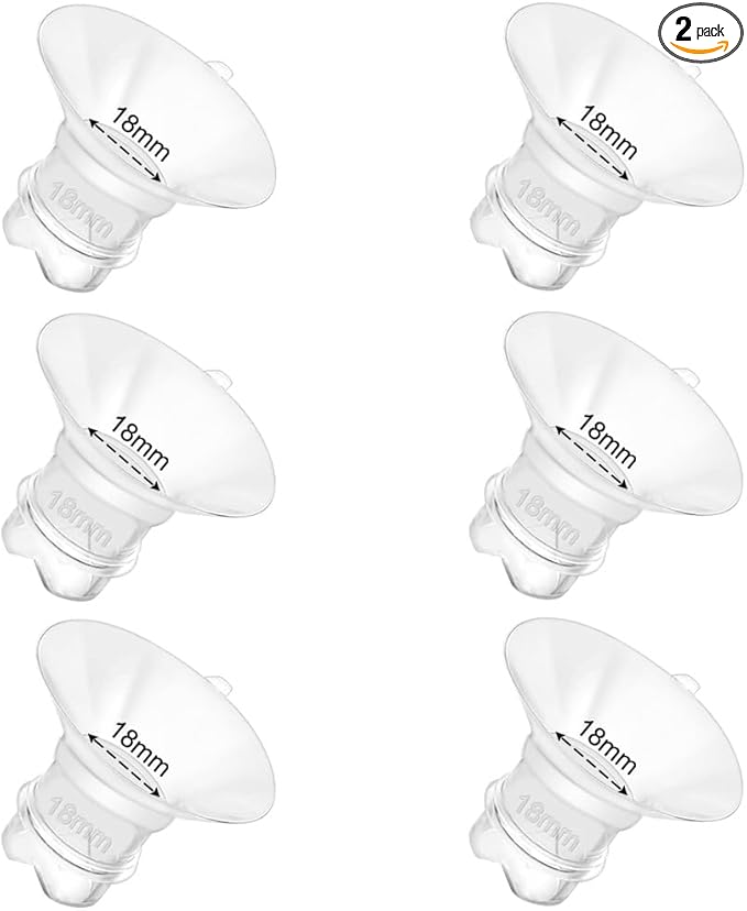 6pcs Updated Silicone Flange Insert 18mm Compatible with Momcozy/Medela/Spectra/Eufy/Lansinoh/TSRETE/Elvie/NCVI/Paruu Breast Pump, for 24mm Flange/Shield, Breastfeeding Essential Replacement Pump Part