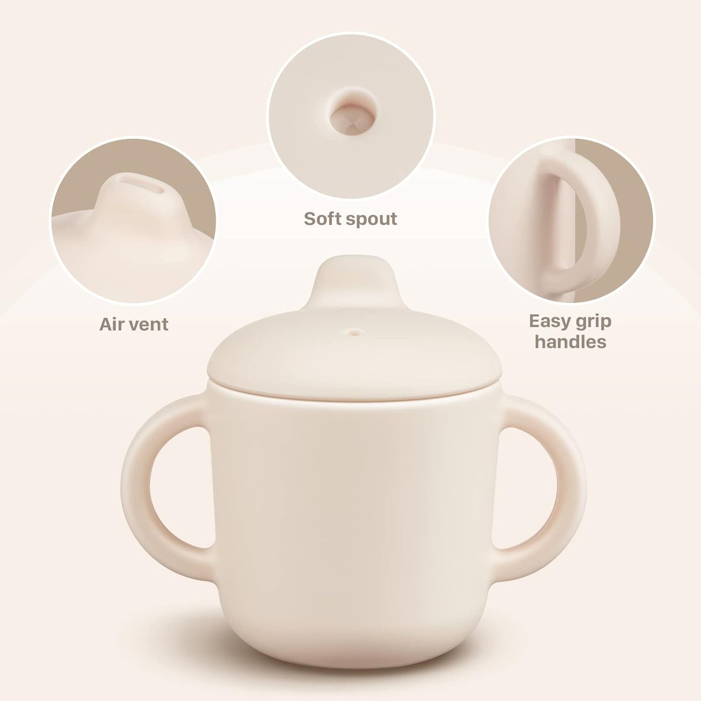 6 Months+ Sippy Cups with Handles,Small Silicone Sippy Cups Leak Proof 5oz,No Spill Sippy cups for Toddlers (Soft Lilac)