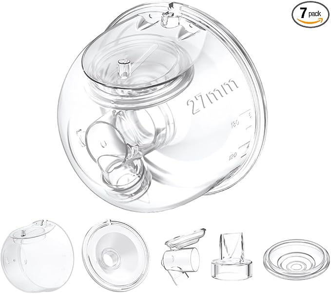 One Full Set Milk Collector Cup 27mm Only Compatible with Momcozy S12 Pro/S9 Pro Breast Pump NOT for S9/S12, S12 Pro/S9 Pro Wearable Breast Pump Replacement Parts with 27mm Flange