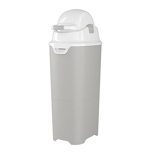 Foundations Tall Diaper Pail with Airtight Lid - Durable & Odorless Diaper Disposal, Large Capacity, Holds up to 60 Newborn Diapers, Refill with Any Bags, Gray (9612057)