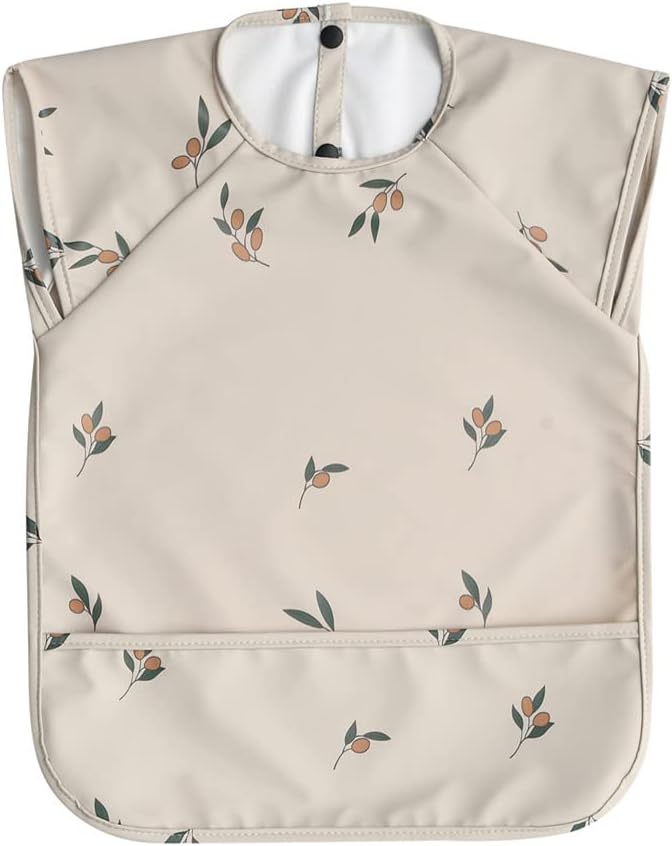 GZMM Waterproof Baby Bibs,Infant Toddler Extra Cover Feeding Bib With Food Catcher,Easy Clean & Washable