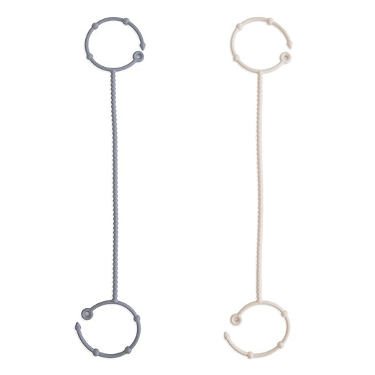 mushie Adjustable Silicone Toy Straps 2-Pack | Baby Accessories Holder for Travel, Stroller, High Chair (Tradewinds/Shifting Sand)