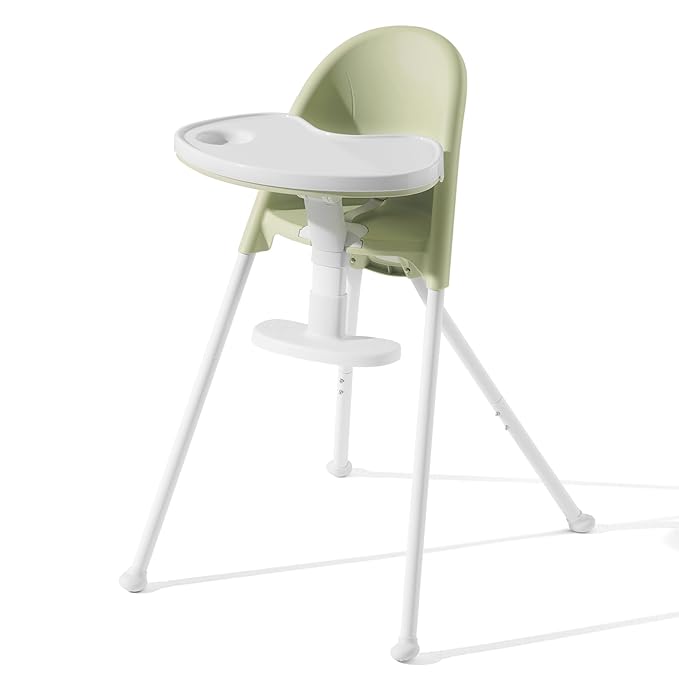 Funny Supply 3-in-1 Cute Folding High Chair, High Chairs for Babies and Toddlers, Modern Space Saving Highchair with Removable Double Tray, Easy to Clean, Light Weight Baby Feeding Chair, Green