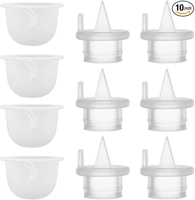 6pcs Duckbill Valves and 4pcs Silicone Diaphragm Compatible with Zomee Z1/Z2/BabyBuddha/NCVI 8782/8780/Motif Twist Breast Pump Replacement Pump Accessories