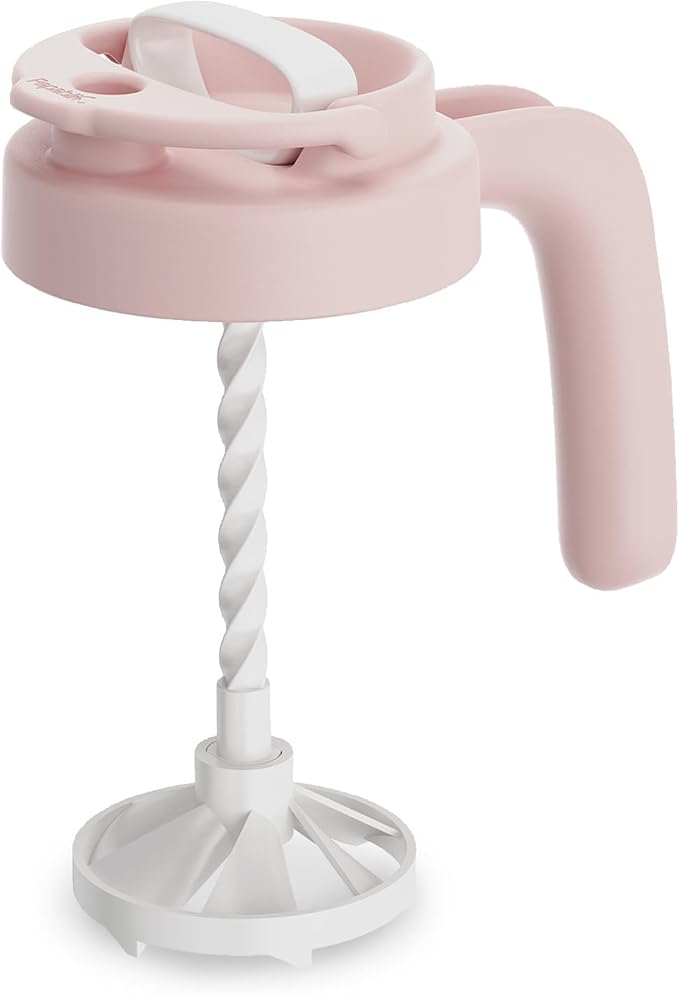 Papablic 32oz Wide Mouth Mason Jar Pour Spout Lid with Mixing Handle & Flip Locking Spout for Mixing Formula/Breastmilk/Protein Powder/Coffee, Pink