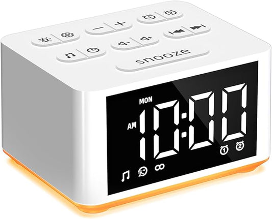 【3 in 1】 Sound Machine Dual Alarm Clock Night Light White Noise Machine 27 Sleeping Sounds for Adults Kids Precise 32 Level Volume Sleep Timer Memory Function Digital Clock with 30 Wake Up Sounds