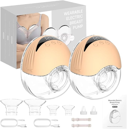 Wearable Breastfeeding Pump,4 Modes12 Levels,Hands Free Breast Pump,Portable Double Pump,Memory Function,Strong Suction,Rechargeable,Double-Sealed Flange Sizes (19/21/mm) (Nude 2 Pack)