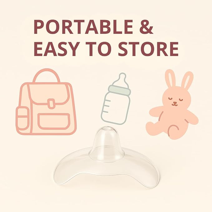 Snugell Wing-Shaped Nipple Shields Large| Ultra-Thin Silicone Shields for Nursing | 2-Pack with Protective Case | Designed for Use with Flat or Inverted Nipples