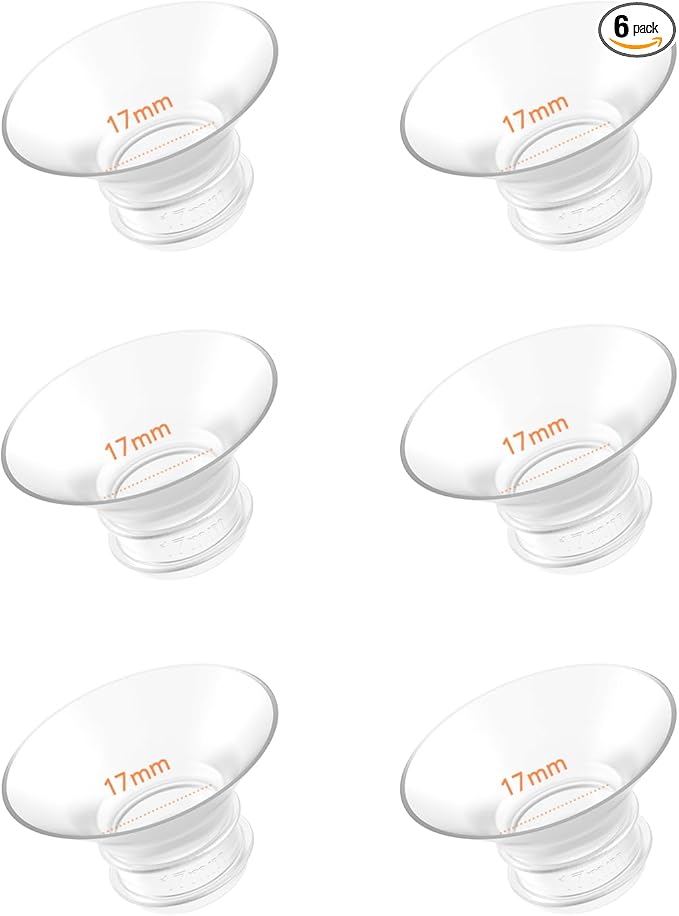 Flange Inserts 17mm 6PCS - Compatible with Momcozy M5/M6/S12 Pro/S9 Pro/V1/V2,Spectra,Medela,Elvie,Lansinoh 24mm Flange - Breast Pump Replacement Pump Parts - BPA Free Silicone,6 Pack