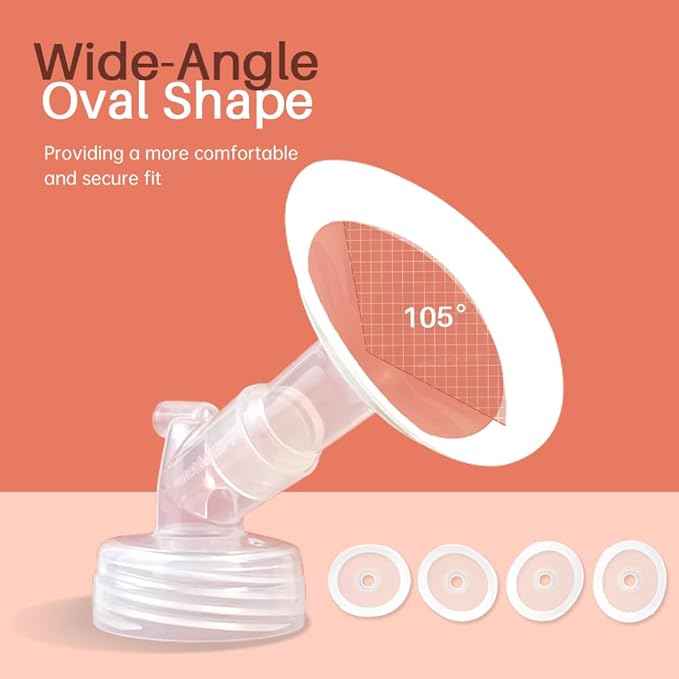 PumpMom-us 19mm Oval Flange Pump Parts for S1 S2 9 Plus Breast Pump, Replacement 19 mm Breast Shield/Duckbill Valves/Backflow Protector/Silicone Tubing