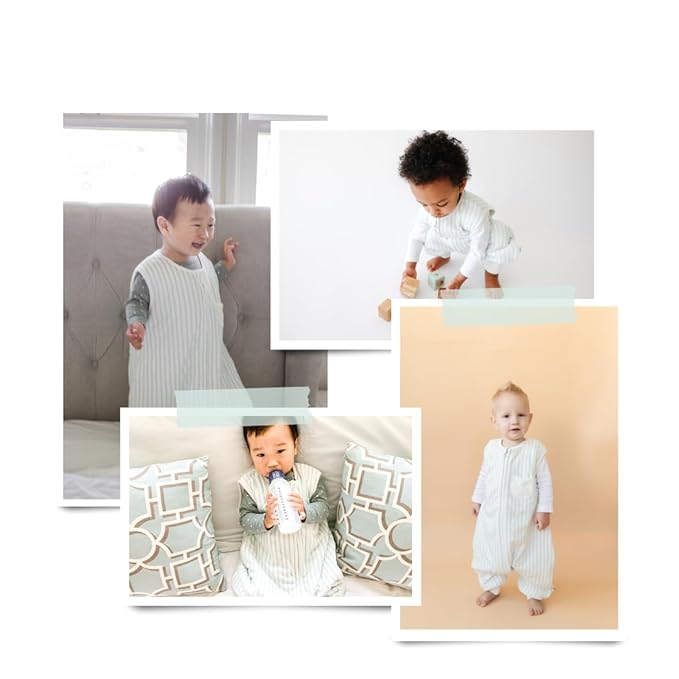 Tealbee Dreamsuit Toddler Sleep Sack with Feet – Walker Sleep Bag with Legs, Rayon made from Bamboo, Winter 1.5 TOG, 2-Way Zipper, 12m-2T - Stripes