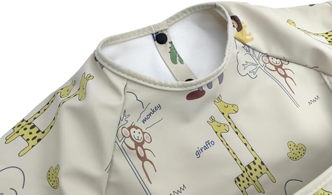 GZMM Waterproof Baby Bibs,Infant Toddler Extra Cover Feeding Bib With Food Catcher,Easy Clean & Washable