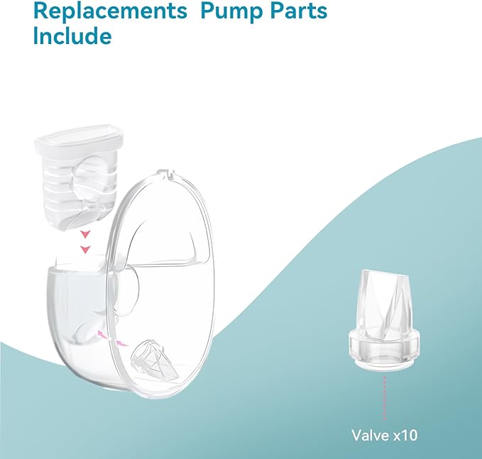Breast Pump Parts for Lansinoh Discreet Duo/Nuliie/Motif Aura Glow S32 Pump, for mommed, for eufy Breast Pump Replacement Parts, Incl 10PCS Duckbill Valves