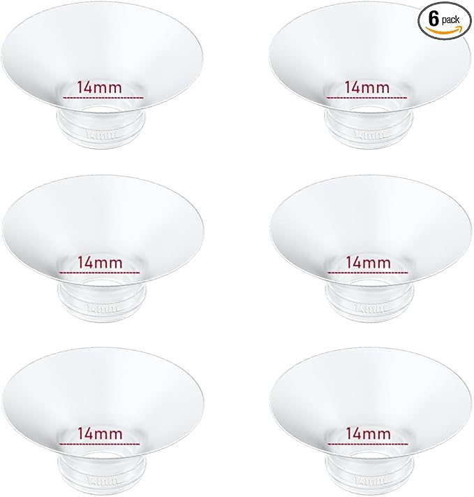Flange Insert 14mm 6pcs Compatible with Momcozy M5/M9/M6/S12 Pro/V1 Pro/V2 Pro,for Spectra/Medela/MomMed/eufy/Lansinoh/Elvie Breast Pump, Fit for 24mm Flange/Shield of Most Pumps (6PC-14mm)