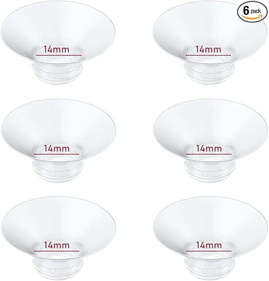 Flange Insert 14mm 6pcs Compatible with Momcozy M5/M9/M6/S12 Pro/V1 Pro/V2 Pro,for Spectra/Medela/MomMed/eufy/Lansinoh/Elvie Breast Pump, Fit for 24mm Flange/Shield of Most Pumps (6PC-14mm)