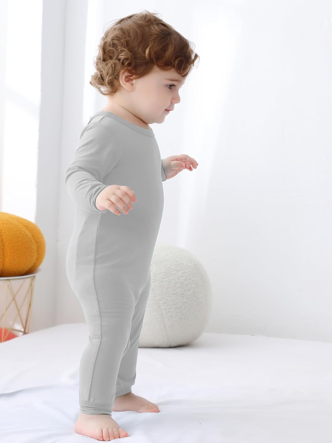 GUISBY Rayon Baby Pajamas, Long Sleeve with Snap Closure Pajamas Sleepers