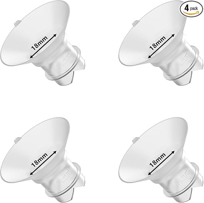 Upgraded Flange Inserts 18mm for 24mm Flange/Shield of Most Pumps Compatible with Momcozy/Medela/Spectra/eufy/Elvie/Lansinoh/TSRETE/Paru Breast Pump, Reduce 24mm Nipple Tunnel Down to 18mm, 4PCS