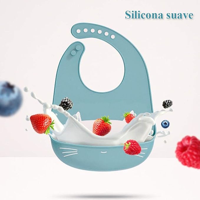 Baby Silicone Feeding Bibs, 3pcs Adjustable Waterproof Bibs for Feeding